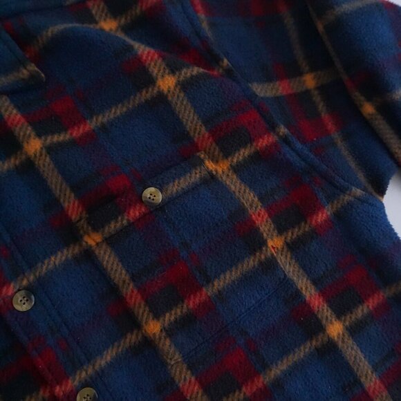 Vintage Northwest Territory Navy Maroon Plaid Fleece Button Up Thick Sweater S - Picture 9 of 10